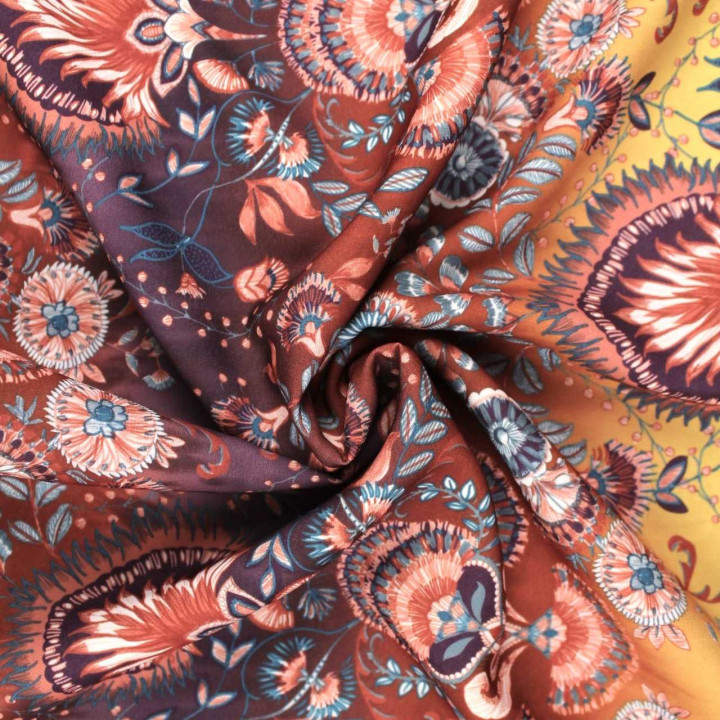 Tissu Coupon Polyester Cachemire Rouille