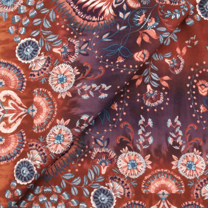 Tissu Coupon Polyester Cachemire Rouille