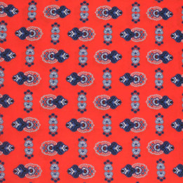 Tissu Coupon Polyester Cachemire Corail