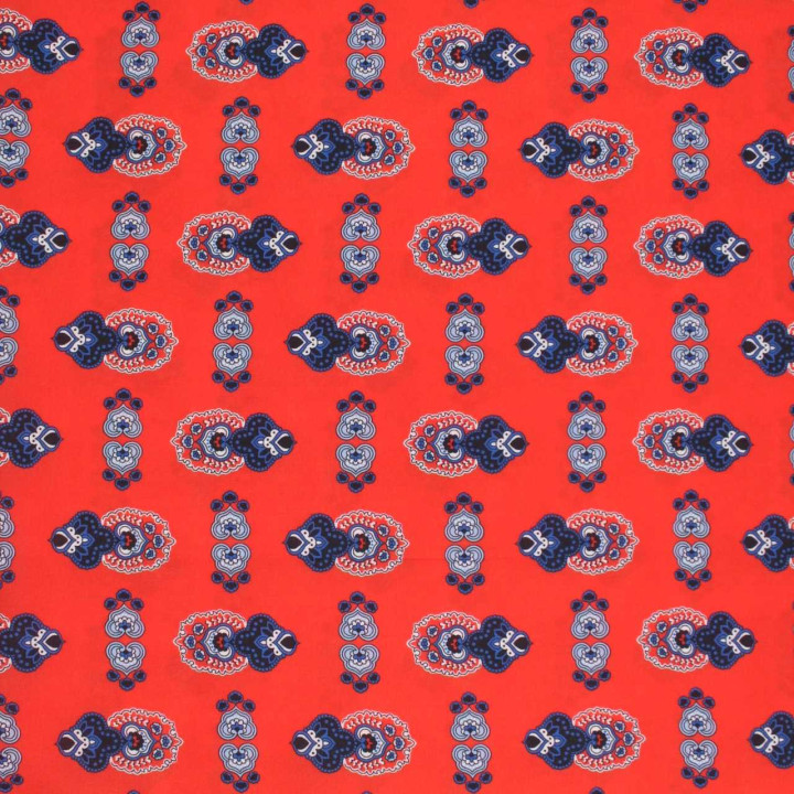Tissu Coupon Polyester Cachemire Corail