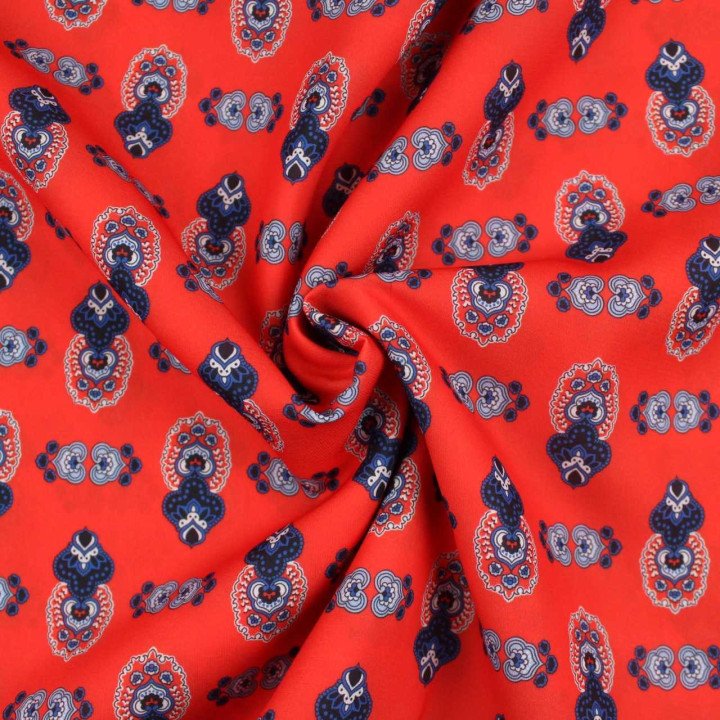 Tissu Coupon Polyester Cachemire Corail