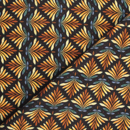 Tissu Coupon Polyester Éventail Art Déco Doré | Moline