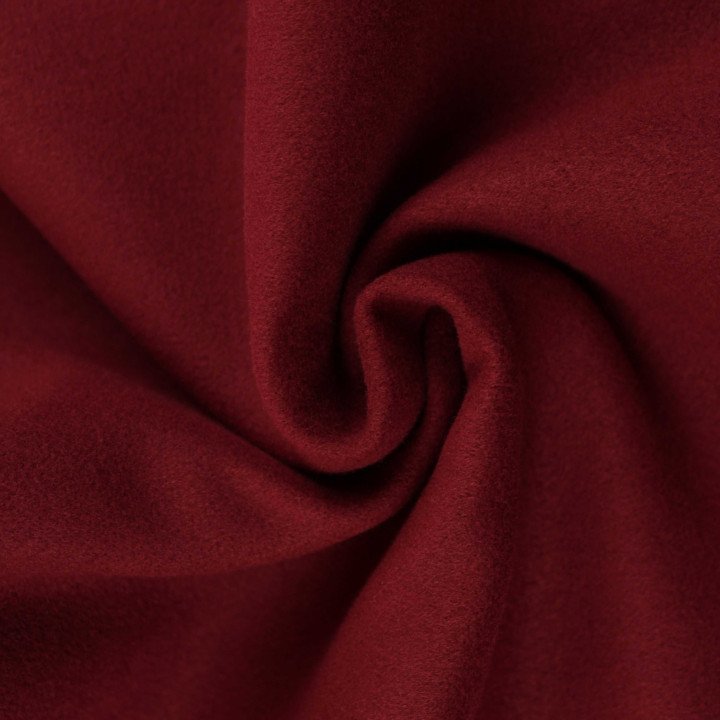 Coupon tissu caban bordeaux uni – Drap de laine pour manteau – Moline