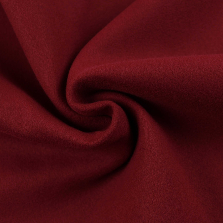 Coupon tissu caban bordeaux uni – Drap de laine pour manteau – Moline