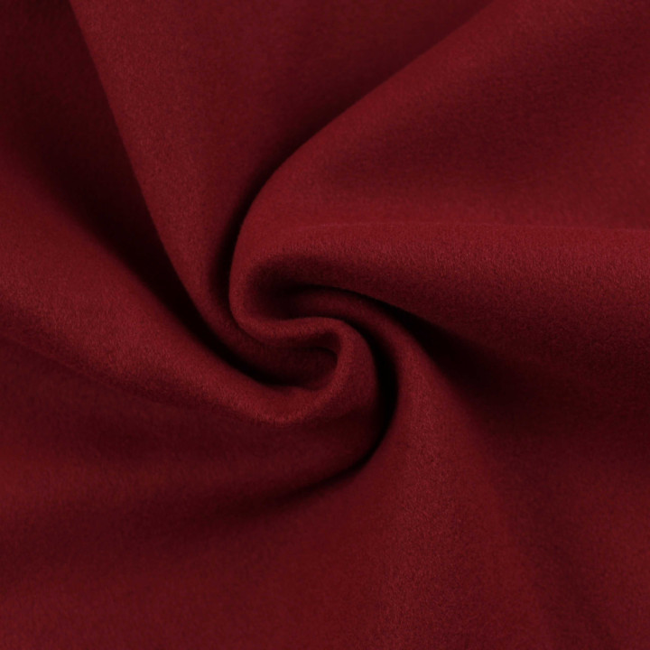 Coupon tissu caban bordeaux uni – Drap de laine pour manteau – Moline