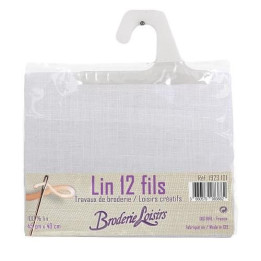 Carré de lin blanc à broder 45 cm x 40 cm - 100% Lin