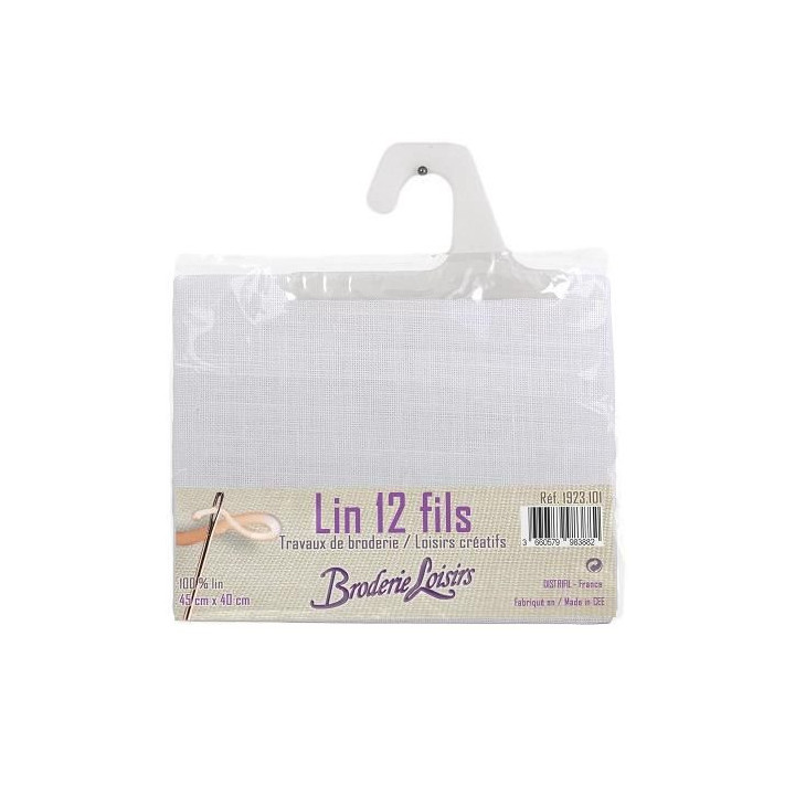 Carré de lin blanc à broder 45 cm x 40 cm - 100% Lin