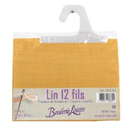 Carré de lin jaune à broder 45 cm x 40 cm - 100% Lin