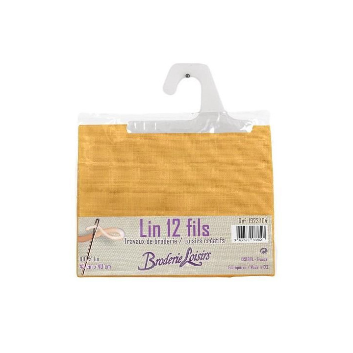 Carré de lin jaune à broder 45 cm x 40 cm - 100% Lin