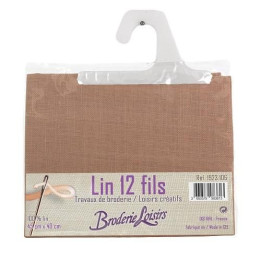 Carré de lin marron à broder 45 cm x 40 cm - 100% Lin