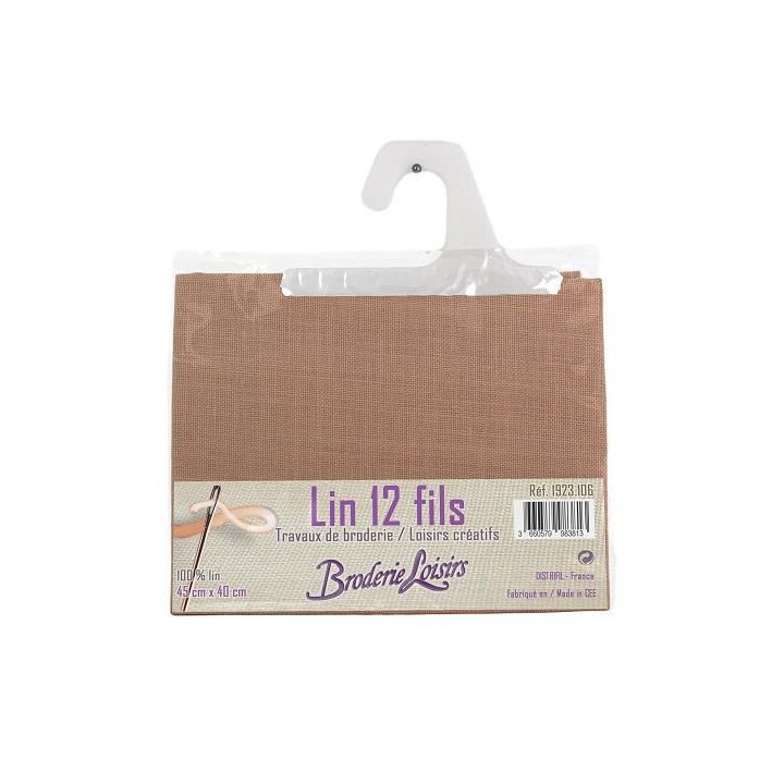 Carré de lin marron à broder 45 cm x 40 cm - 100% Lin