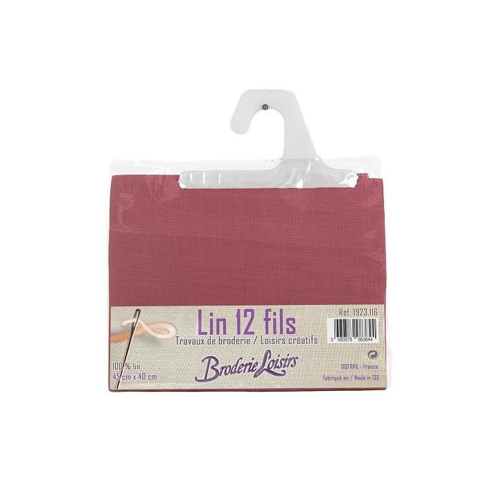 Carré de lin rouge à broder 45 cm x 40 cm - 100% Lin