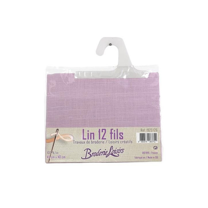 Carré de lin violet à broder 45 cm x 40 cm - 100% Lin