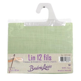 Carré de lin vert à broder 45 cm x 40 cm - 100% Lin