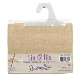 Carré de lin beige à broder 45 cm x 40 cm - 100% Lin