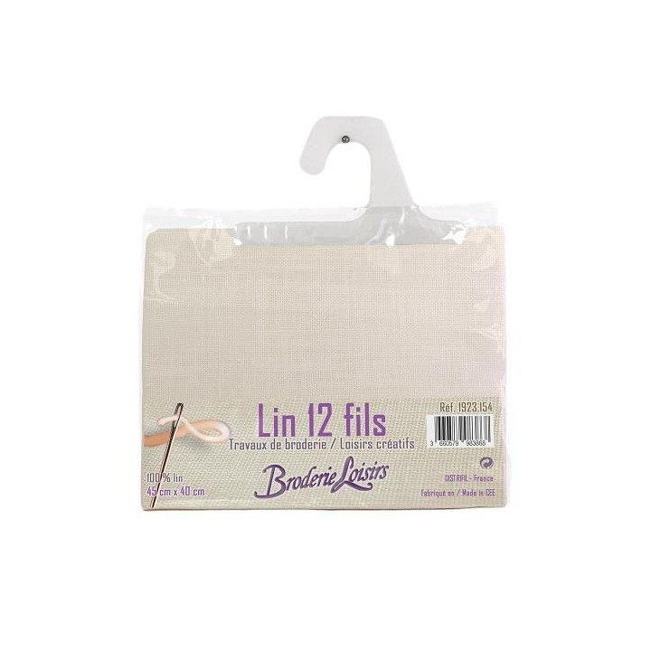 Carré de lin écru à broder 45 cm x 40 cm - 100% Lin