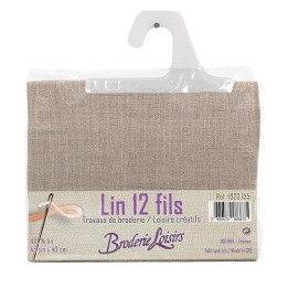 Carré de lin beige foncé à broder 45 cm x 40 cm - 100% Lin