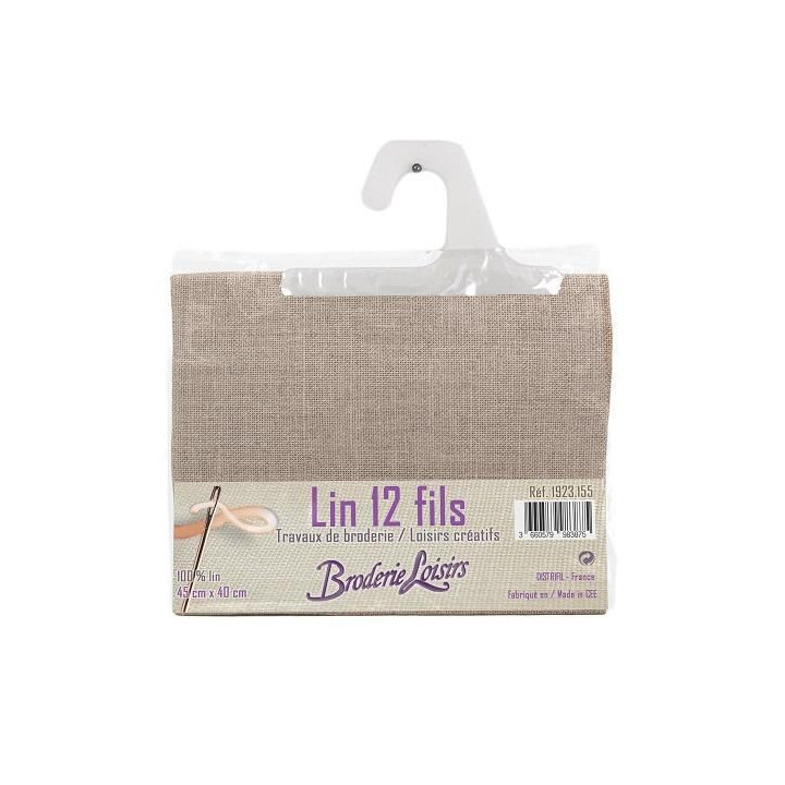 Carré de lin beige foncé à broder 45 cm x 40 cm - 100% Lin