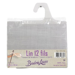 Carré de lin gris clair à broder 45 cm x 40 cm - 100% Lin