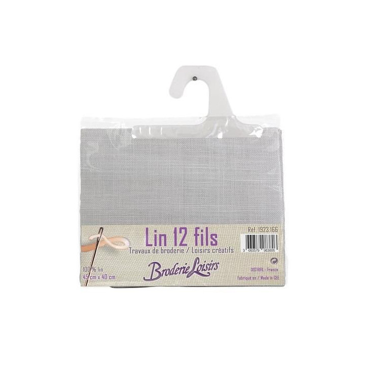 Carré de lin gris clair à broder 45 cm x 40 cm - 100% Lin
