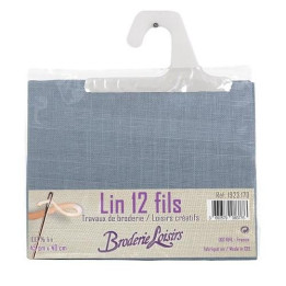 Carré de lin bleu gris à broder 45 cm x 40 cm - 100% Lin