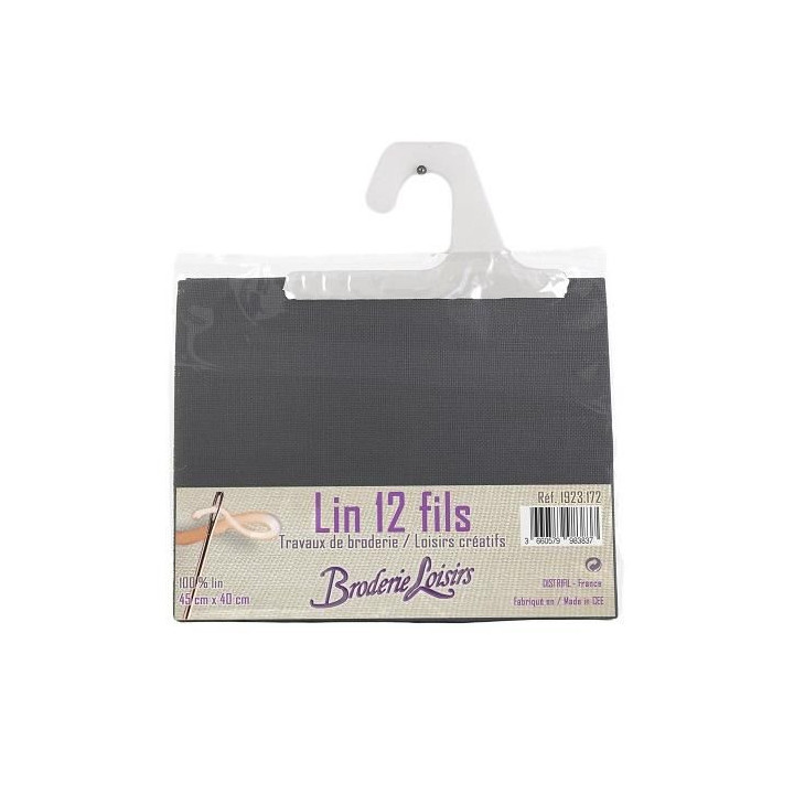 Carré de lin gris à broder 45 cm x 40 cm - 100% Lin