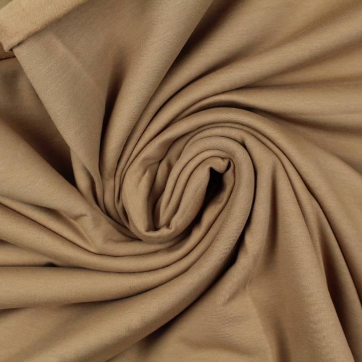 Tissu jersey coton uni marron auburn