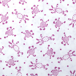 Tissu coton blanc milleraie imprimés lapins