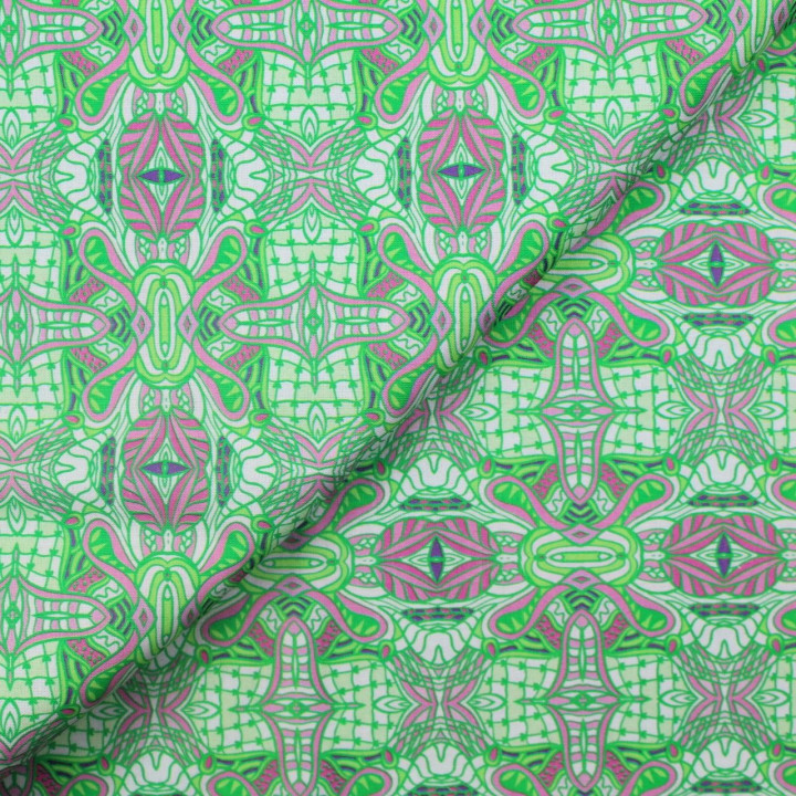 Tissu coton blanc imprimé géométrique