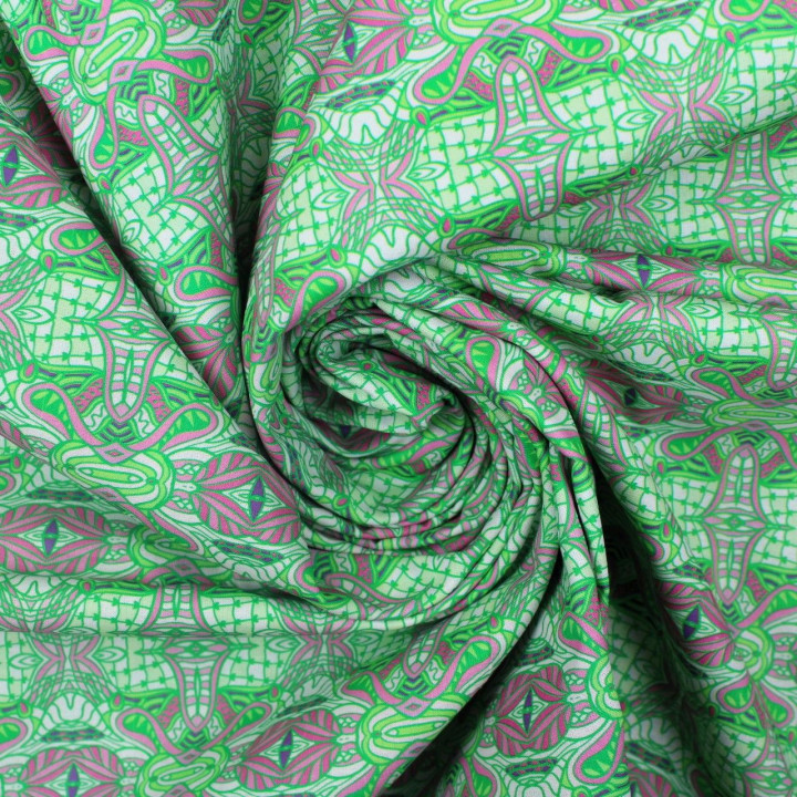 Tissu coton blanc imprimé géométrique