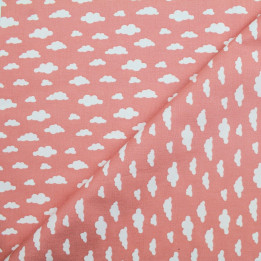 Tissu coton rose vif imprimés nuage