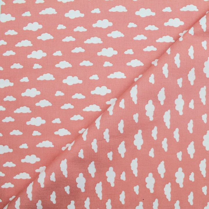 Tissu coton rose vif imprimés nuage