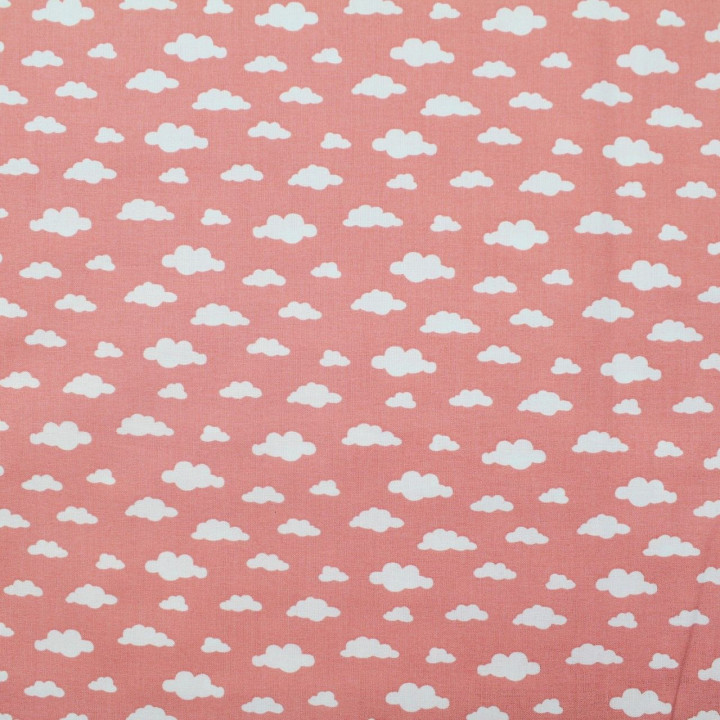 Tissu coton rose vif imprimés nuage