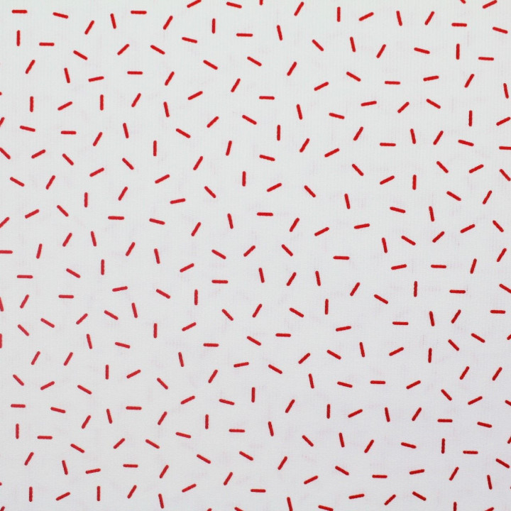 Tissu coton blanc milleraie imprimé confettis rouge