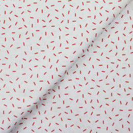 Tissu coton blanc milleraie imprimé confettis rouge | Moline