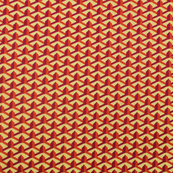 Tissu coton jaune imprimé géométrique