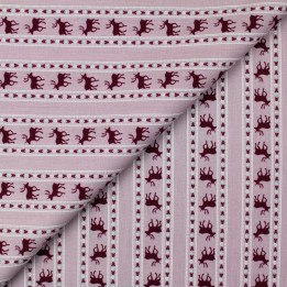 Tissu coton bois de rose imprimé cerf bordeaux | Moline