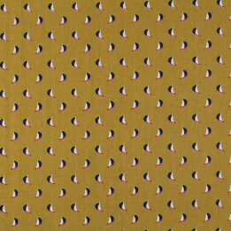 Tissu coton jaune moutarde imprimé voiliers