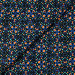 Tissu coton bleu nuit imprimé géométrique