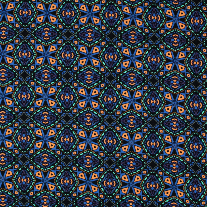 Tissu coton bleu nuit imprimé géométrique