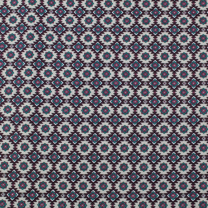 Tissu coton taupe imprimé géométrique
