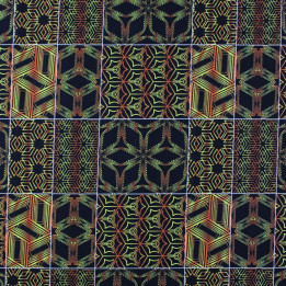Tissu coton noir imprimé géométrique