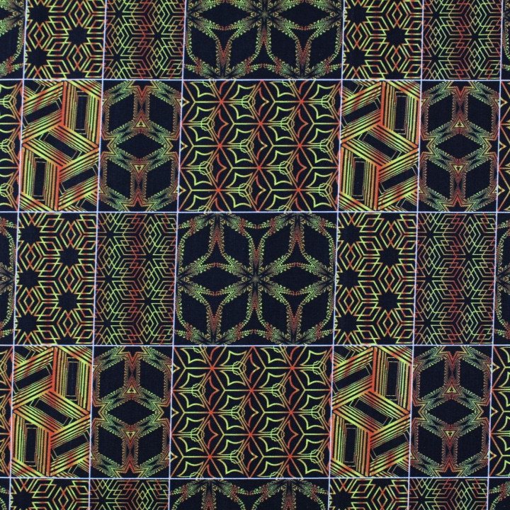 Tissu coton noir imprimé géométrique