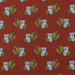 Tissu coton marron imprimés koalas