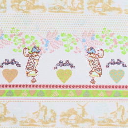 Tissu coton rose imprimé fantaisie