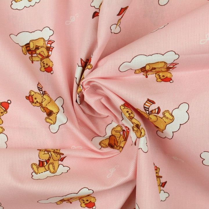Tissu coton milleraie rose imprimé enfant