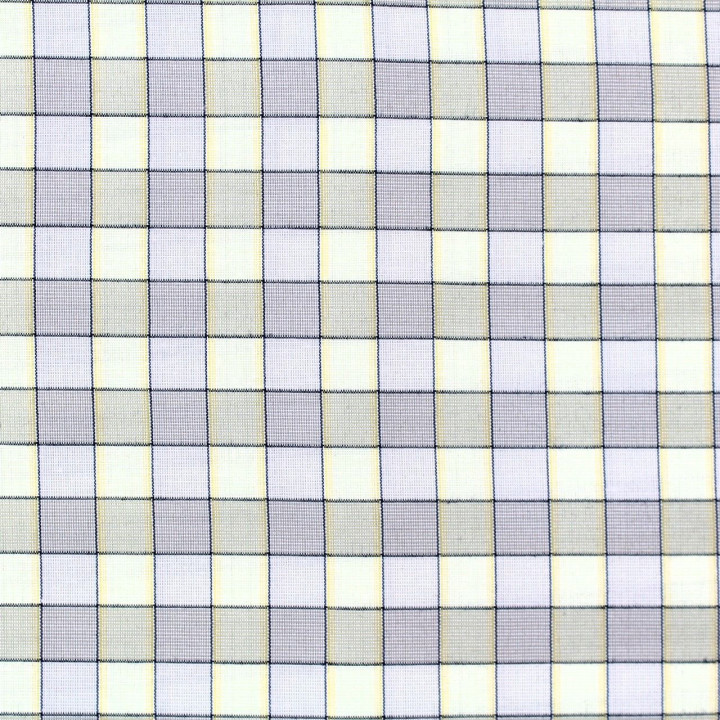 Tissu coton chemise écru à carreaux