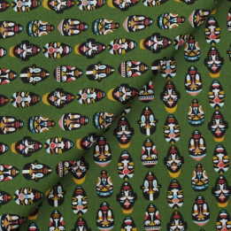 Tissu coton vert imprimés masque africain