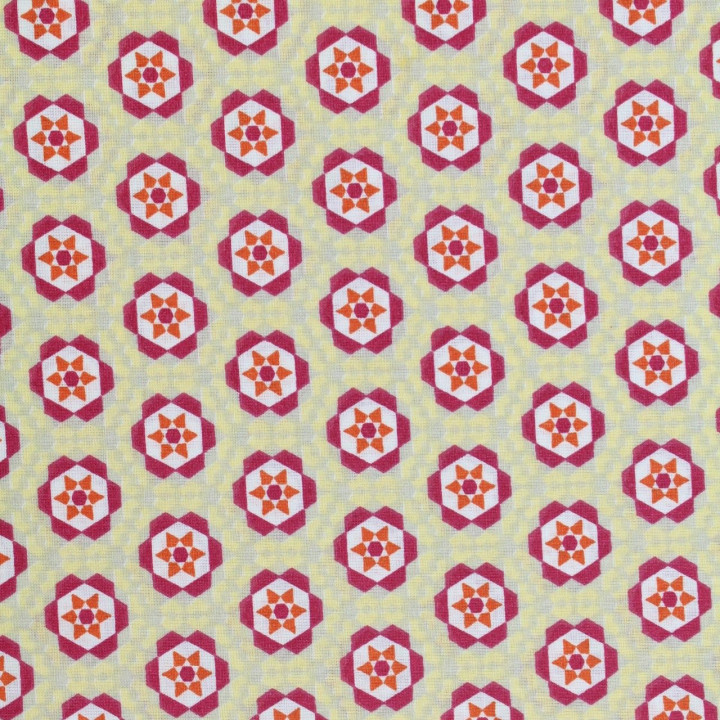 Tissu coton gris imprimé géométrique