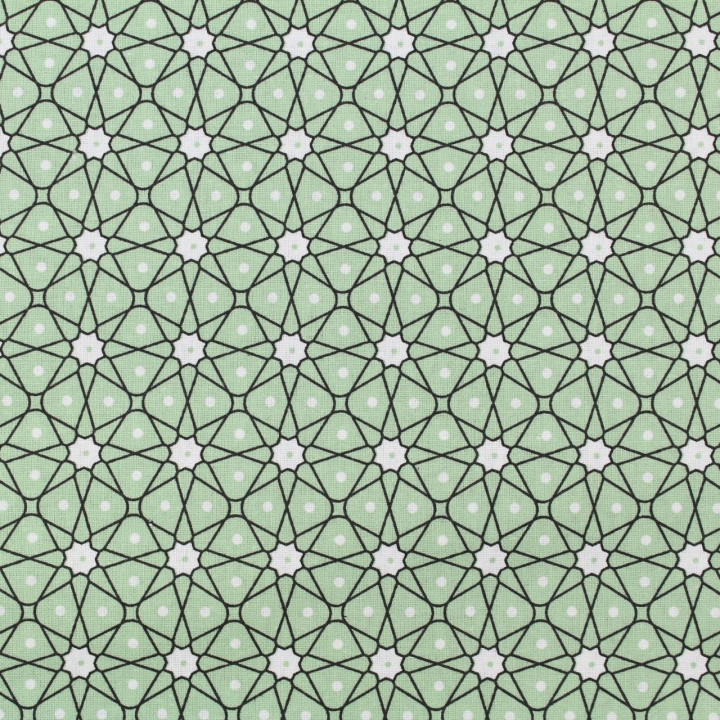 Tissu coton vert clair imprimé géométrique